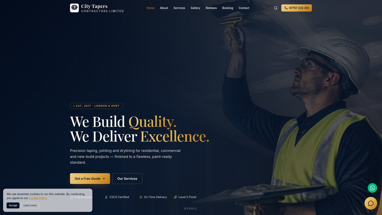 Website designed for City Tapers Contractors Limited