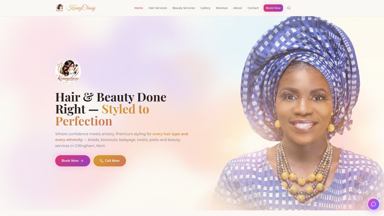 Website designed for Kenny Classy Beauty